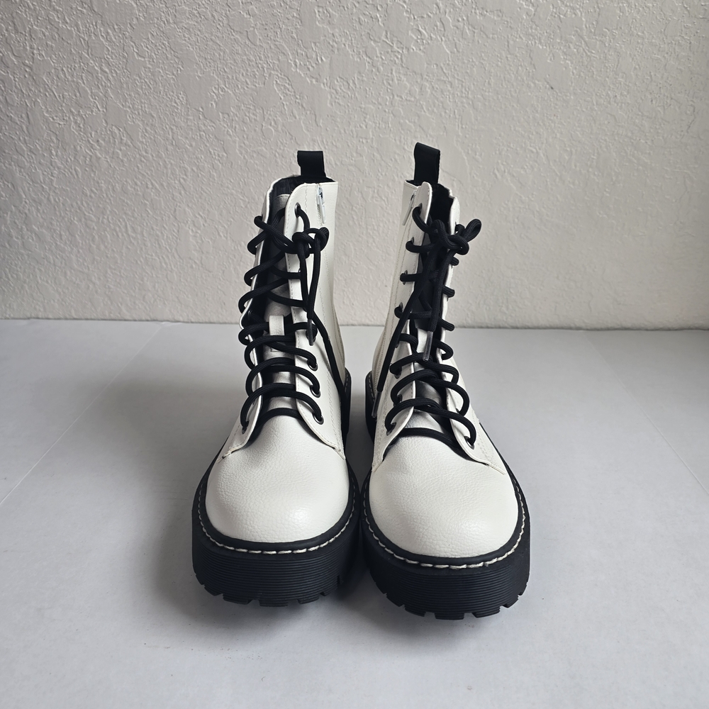 Mix No. 6 Women's Black and White Combat Boots